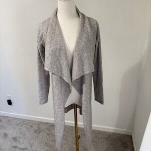Tahari 100% 2 Ply Cashmere Drape Front Cardigan Sweater Light Gray Small Luxury